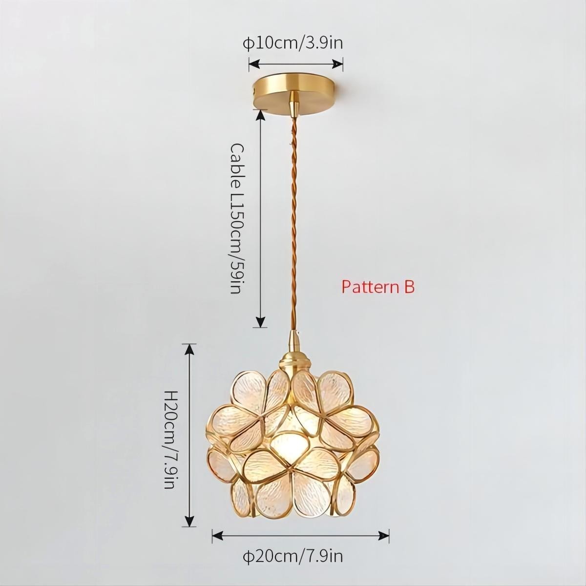 Nordic Brass Flower Petal Glass Pendant Light S10