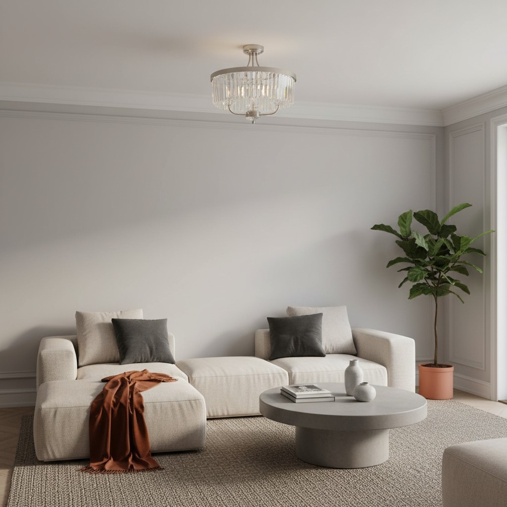 Beveline 3 Light Round Semi Flush - Faceted Cut Glass Shade Metal Finish for Hallways and Bedrooms T882