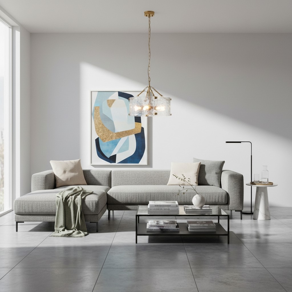 Panellux Decorative Pendant - Handcrafted Curved Glass Panels Brushed Brass Finish for Foyer T958