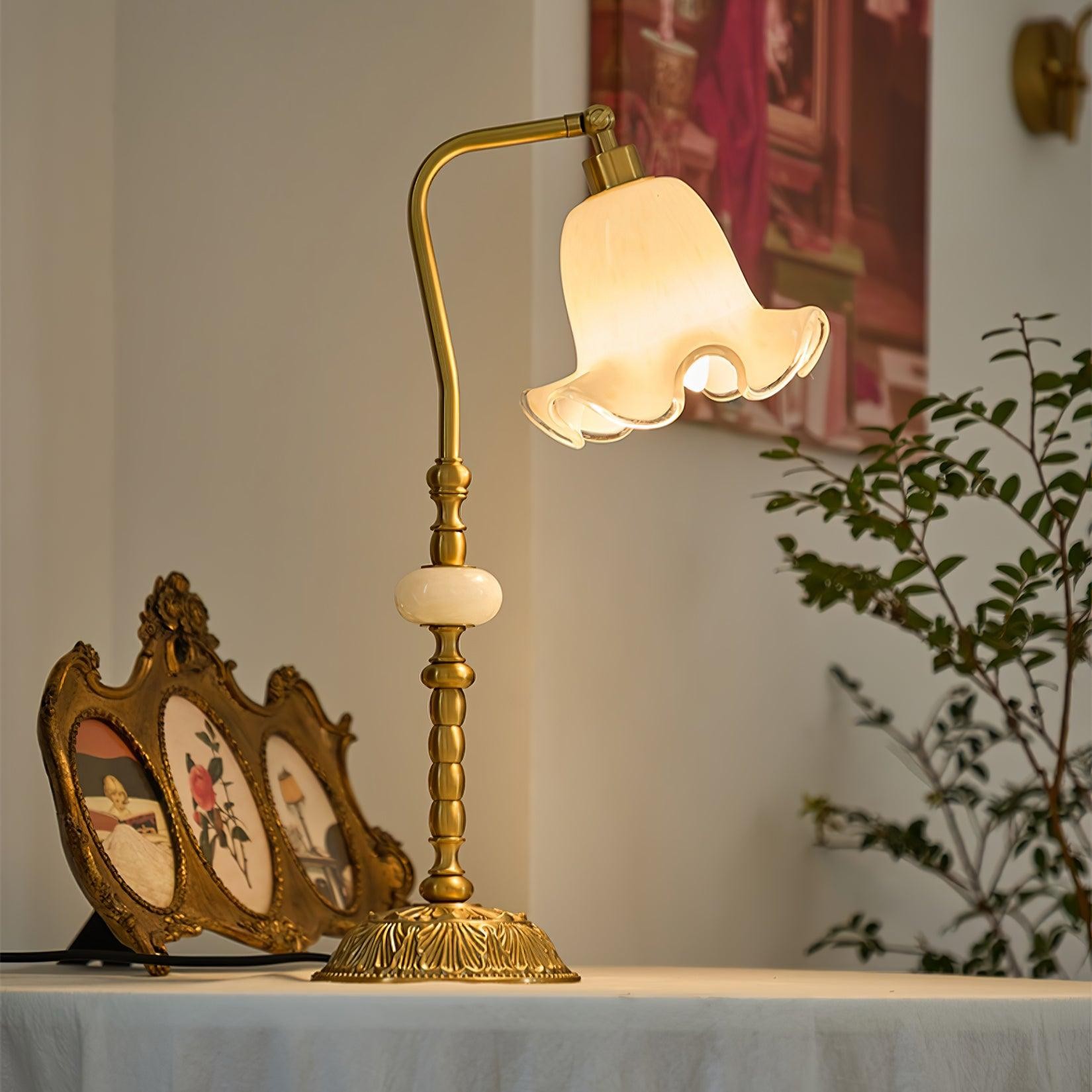 Classic Stylish White Tulip Brass Table Lamp M491
