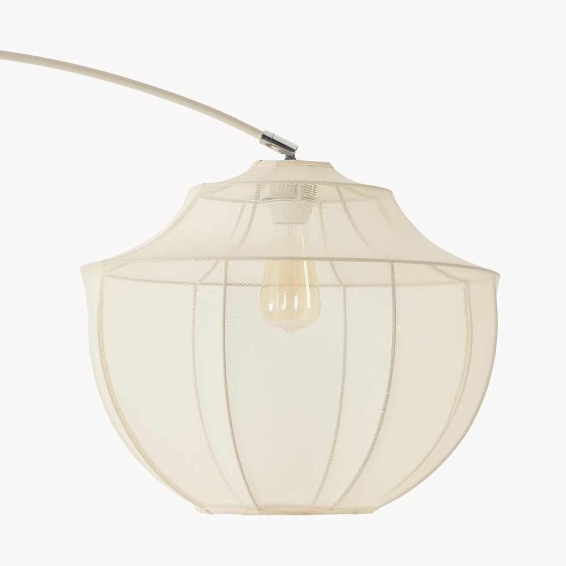 Lumifil Arc Floor Lamp Textile Mesh Shade - Metal Stand for Soft Ambient Living Room Lighting T789