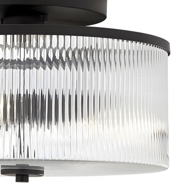 Rilona Clear Glass Drum Semi Flush Ceiling Light - Farmhouse Retro Styley U13