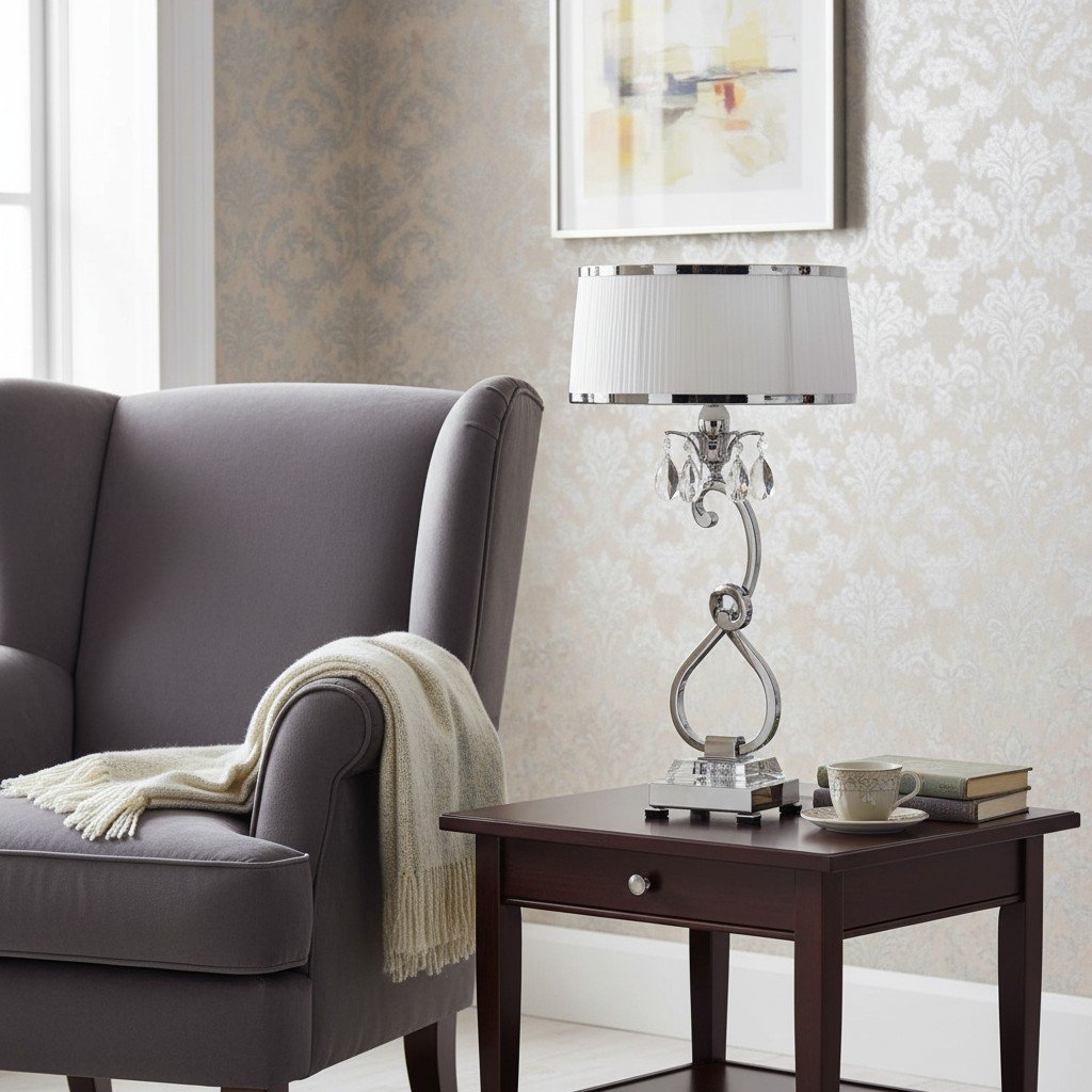 Talonis Decorative Crystal Table Lamp - Curved Metal Style for Home Interiors T951