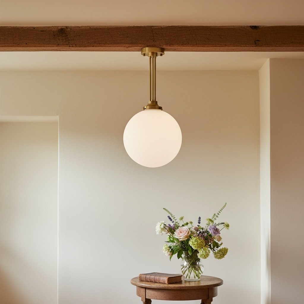 Glorica Glass Frosted Globe Pendant Light - Art Deco Hanging Light for Home T342