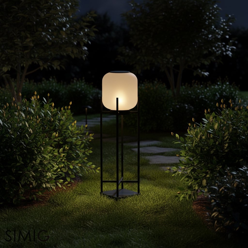 Minimalist Lantern Floor Light – Glass Shade for Outdoor Spaces