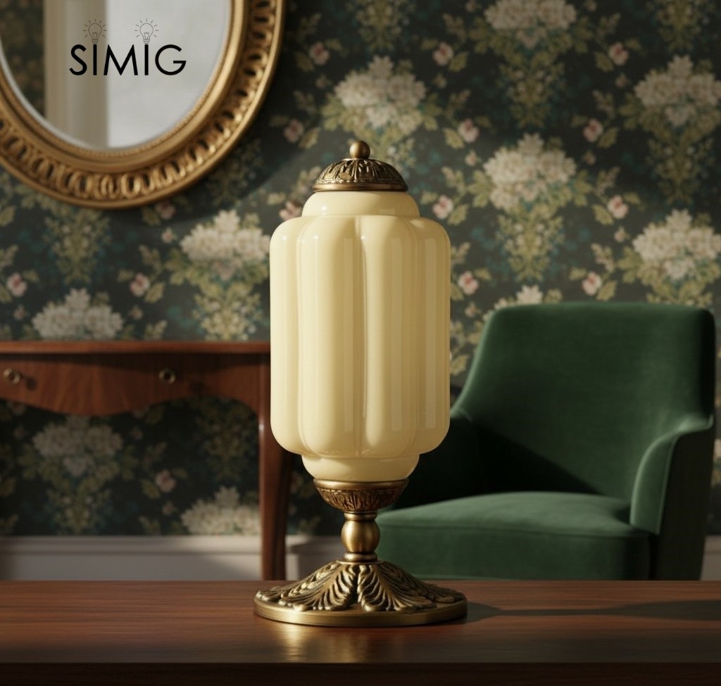 Eloise Curved Glass Retro Table Lamp - Vintage Bedside Lighting G71