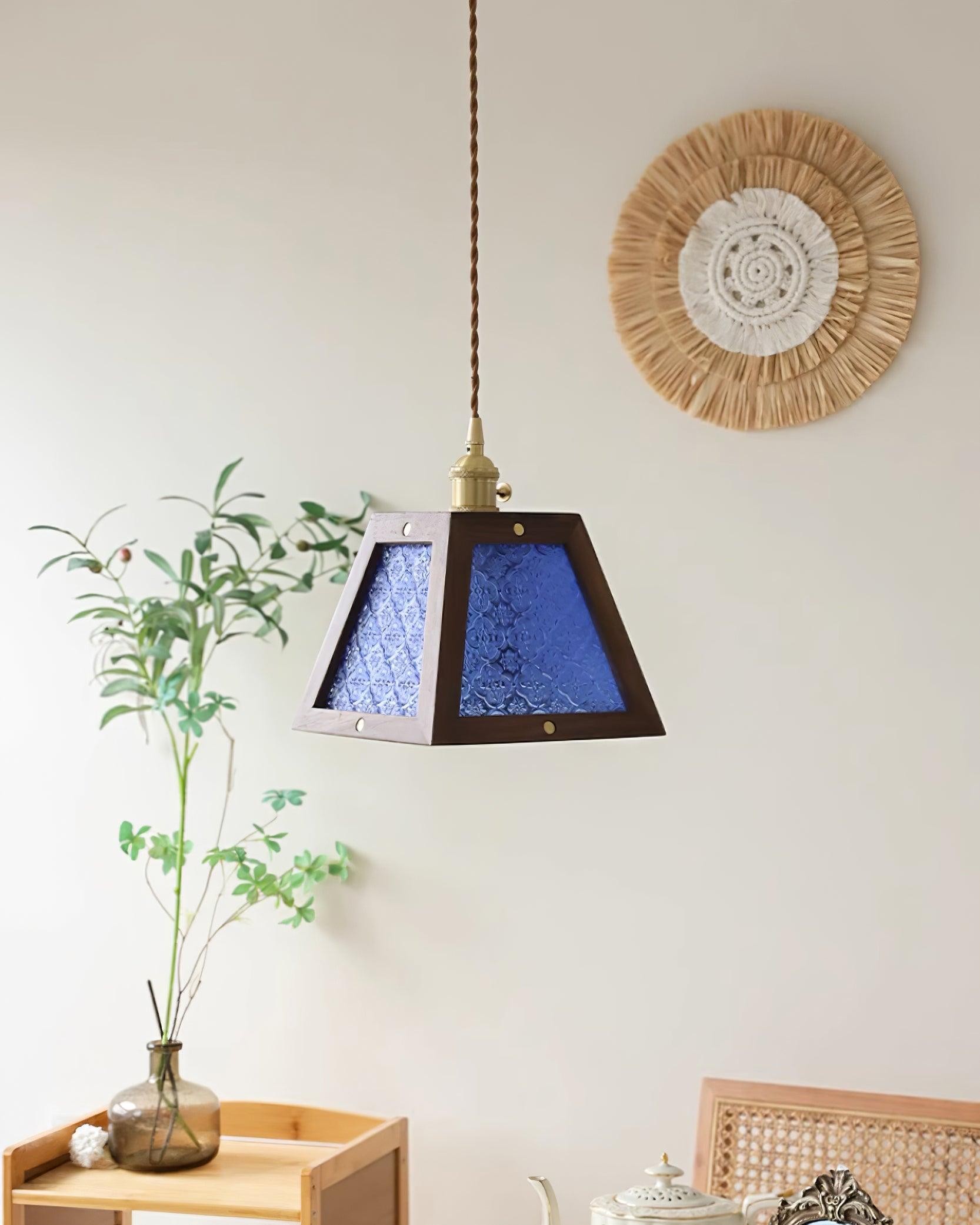 Retro Pattern Glass Pendant Lamp M295
