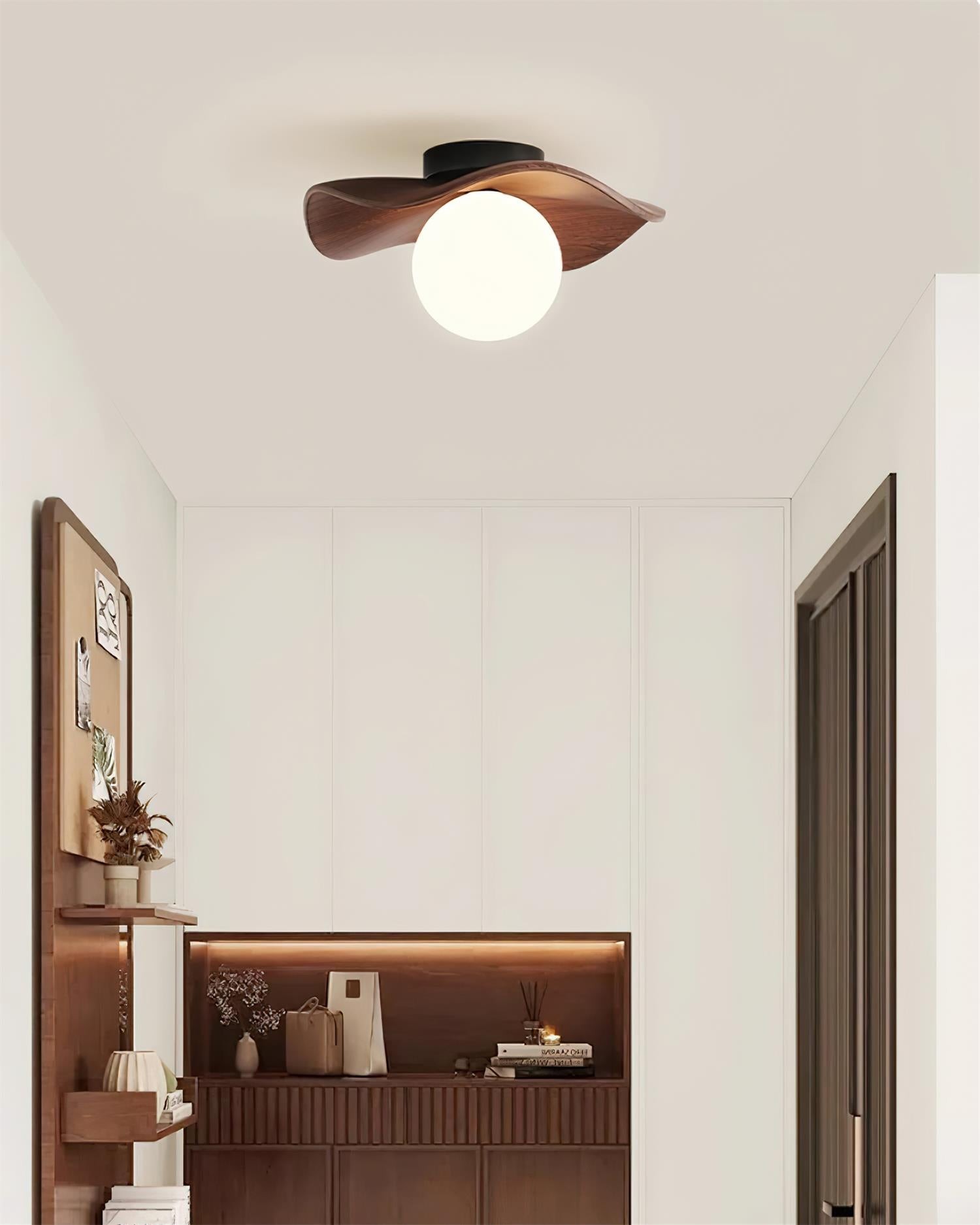 Ruffled Wood Grain Ceiling Light P021