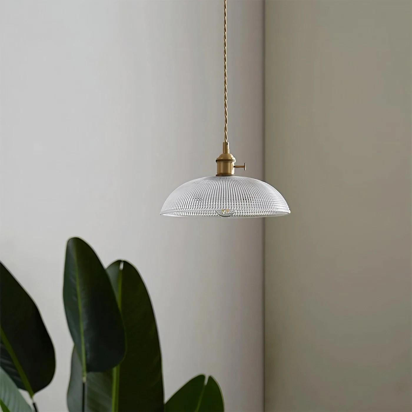Ribbed Bowl Clear Glass Pendant Light - Classic Retro Dining Room Light S121