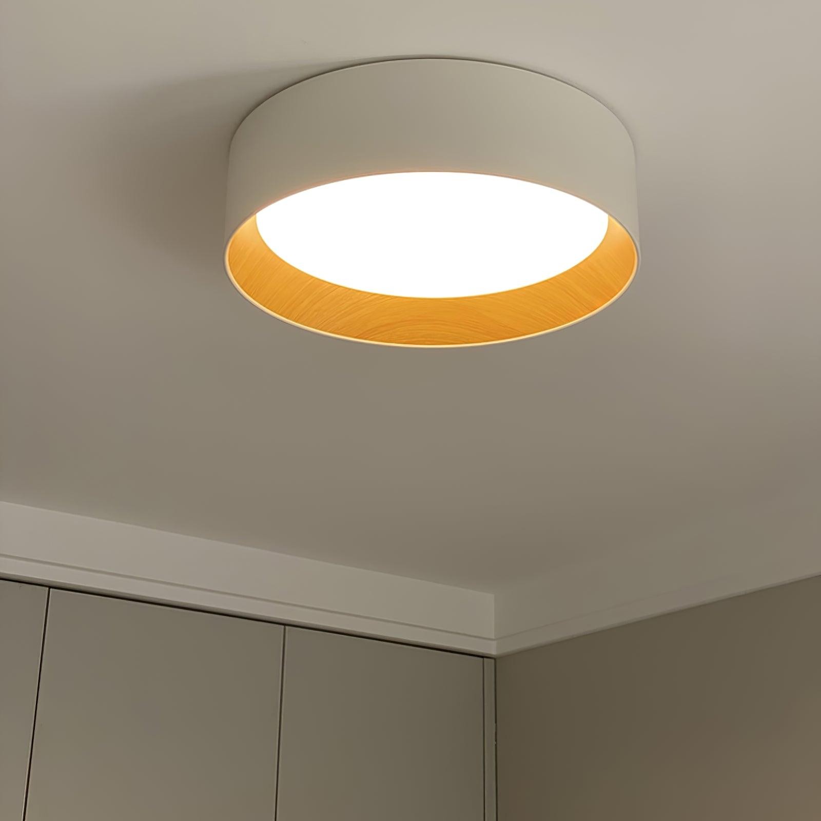 Japanese Minimalist Creative Wood Grain Round LED Ceiling Lamp M321