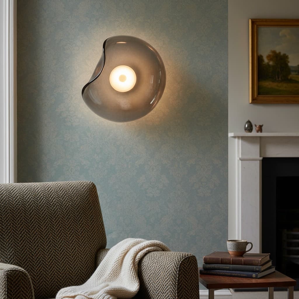 Lunacrest Curved Wall Lamp - Modern Metal and Glass for Hallway T584