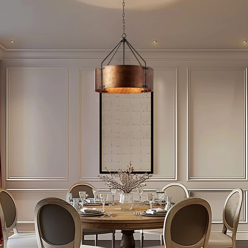 Vintage Brass Drum Pendant Lamp – Aged Metal & Warm Glow G94
