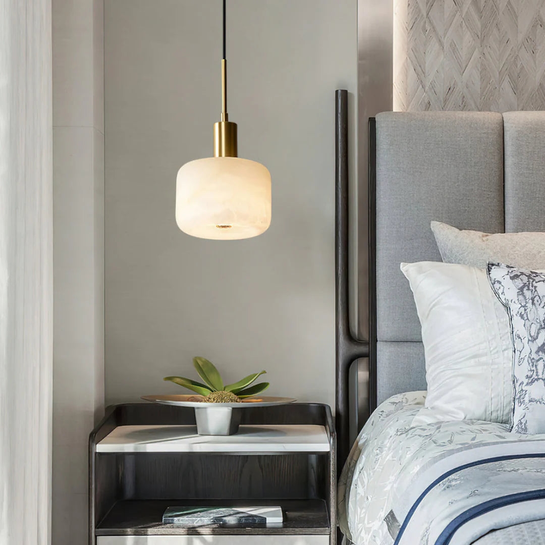 Velia Acorn Alabaster Minimalist Pendant Light T2168