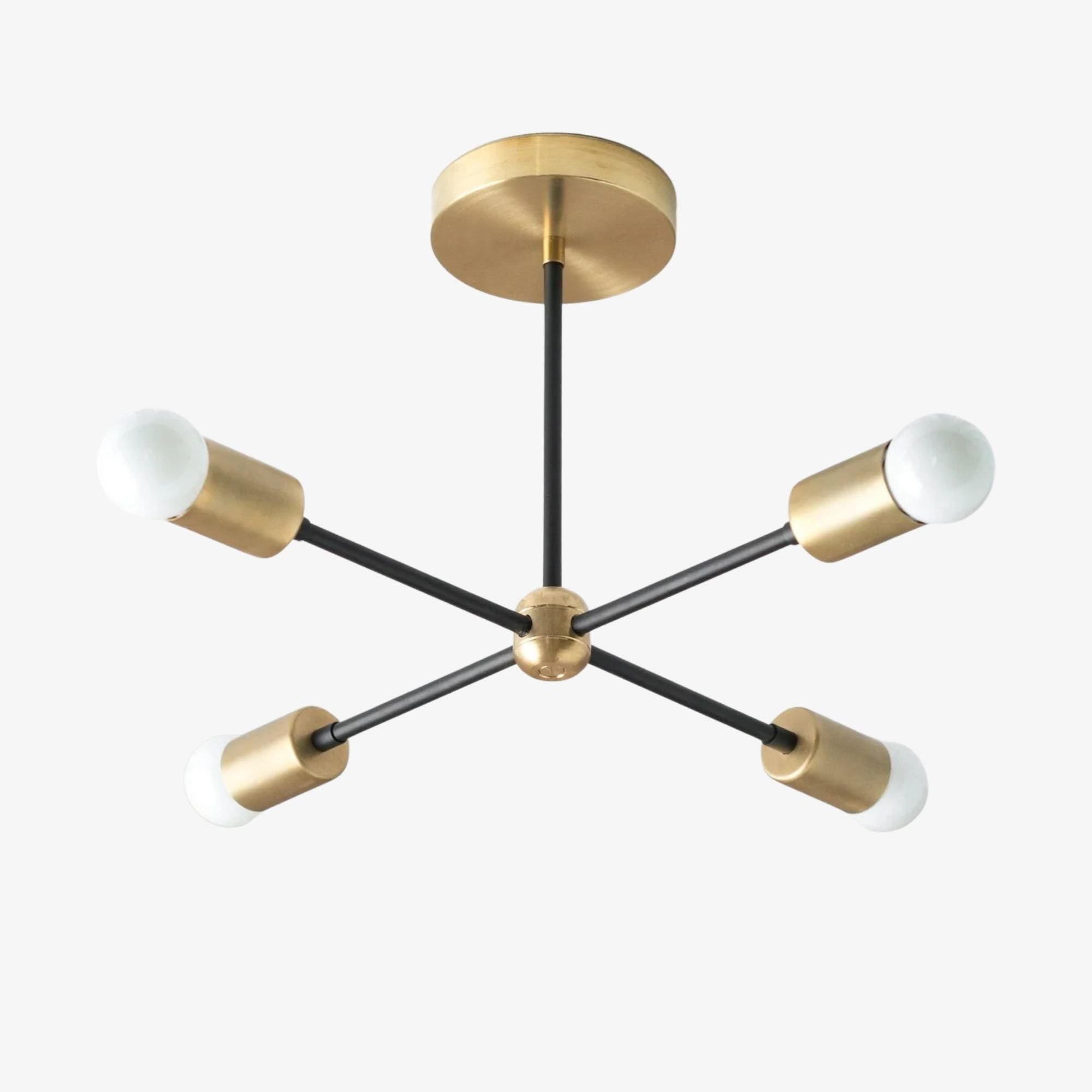 Mobilux Line Mid Century Gold Sputnik Chandelier - Geometric Brass Fixture T325