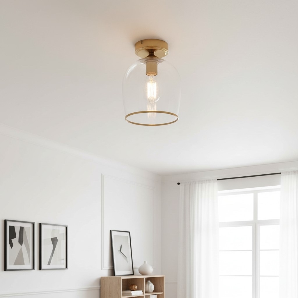Brazara Dome Ceiling Light - Industrial Ribbed and Clear Glass for Living Room T925