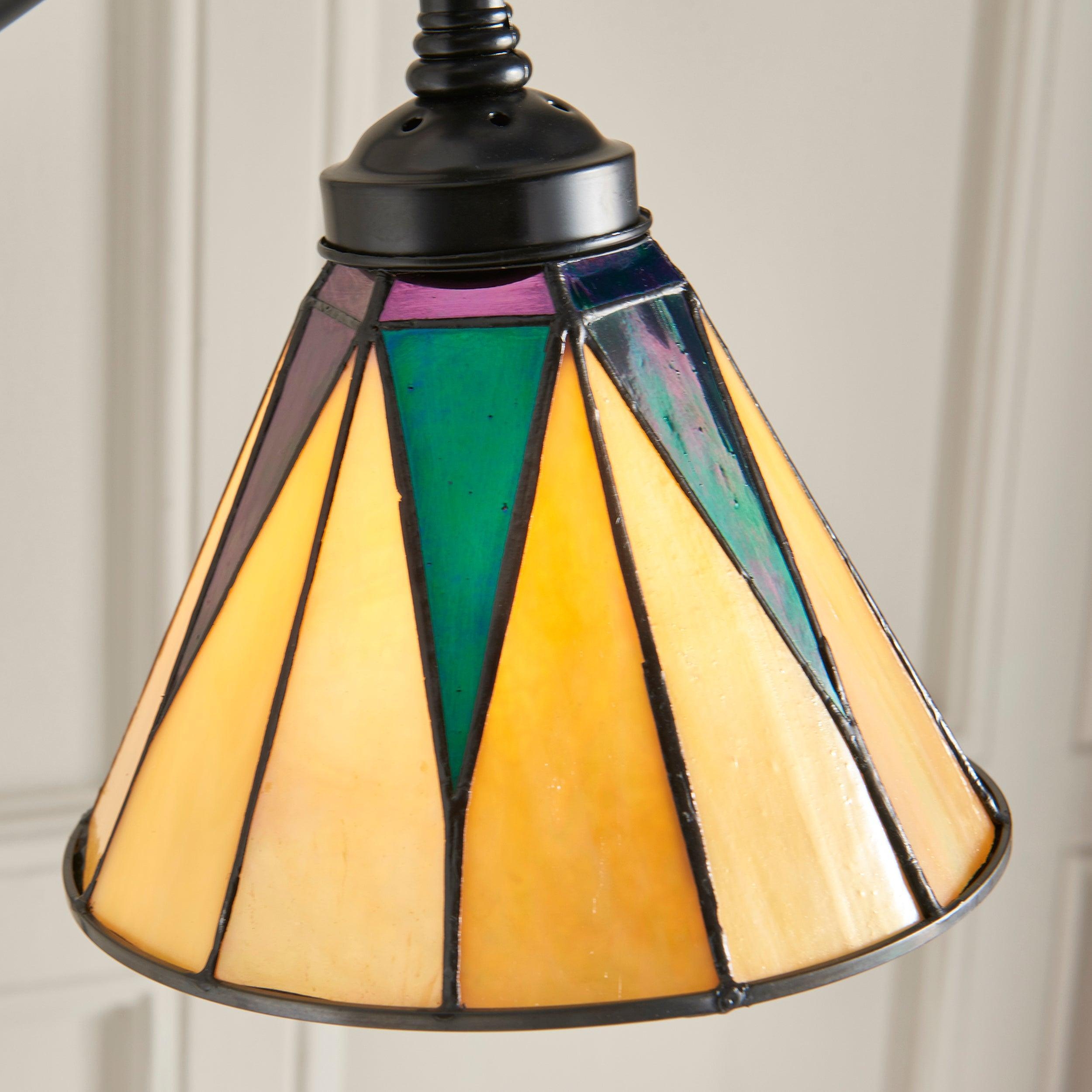TF Dark Star Tiffany Task Floor Lamp - Art Deco Stained-Glass Floor Light for Living Room T1048