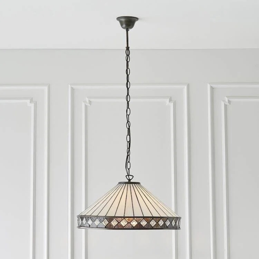 TF Fargo Pendant Light - Tiffany Style Lighting with an Art Deco Shade and Adjustable Chain T970
