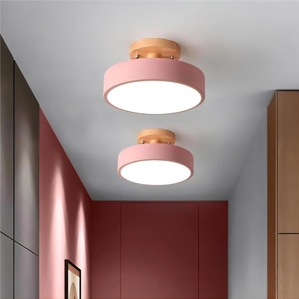 Nordic Macaroon Wooden Round Ceiling Lamp S90