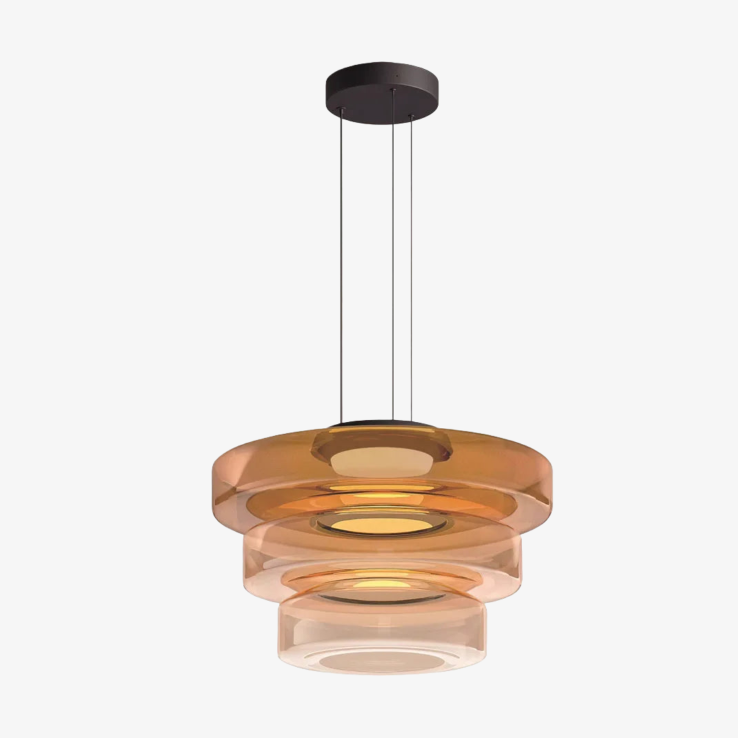 Nora Contemporary Multi-Layer Glass Pendant Lamp - Adjustable Hanging Light for Living Room or Kitchen Island T743