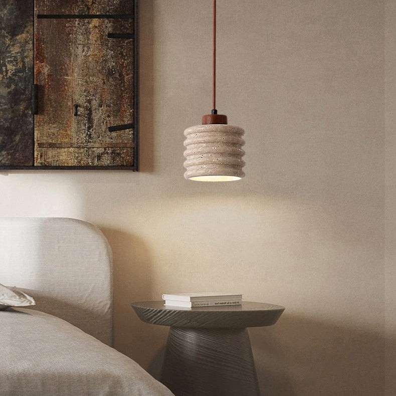 Traditional Retro Cylindrical Solid Wood Pendant Lamp M07