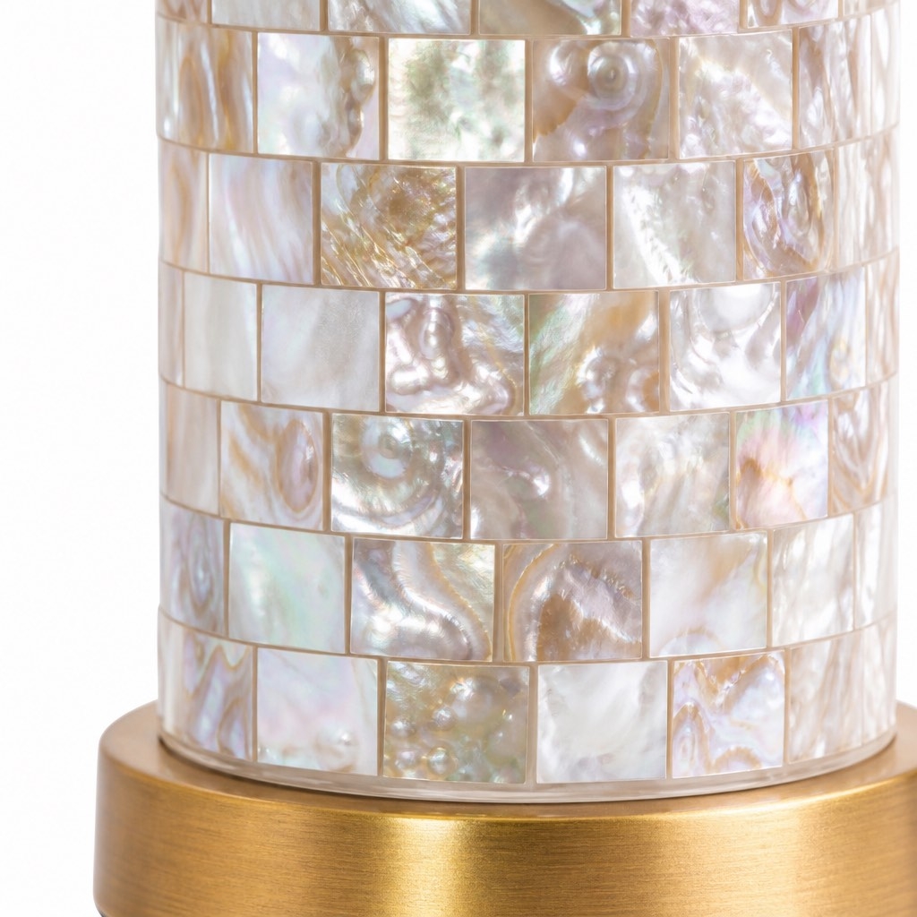 Beamira Natural Shell Mica Table Lamp - Handmade Crafted for Bedroom or Living Room T2200