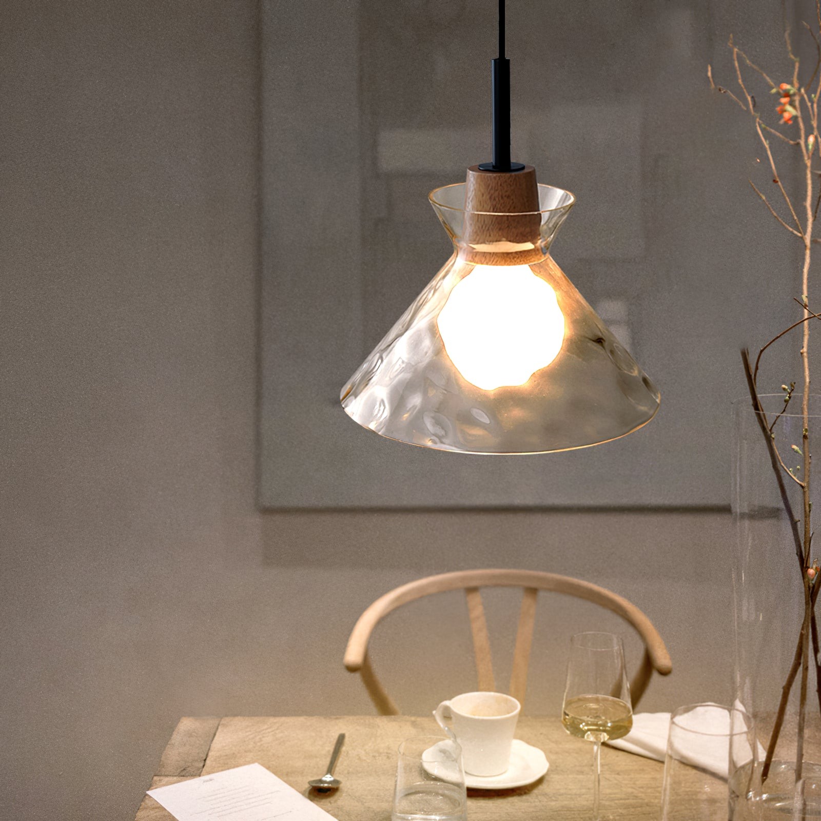Modern Water Ripple Transparent Glass Pendant Lamp M16