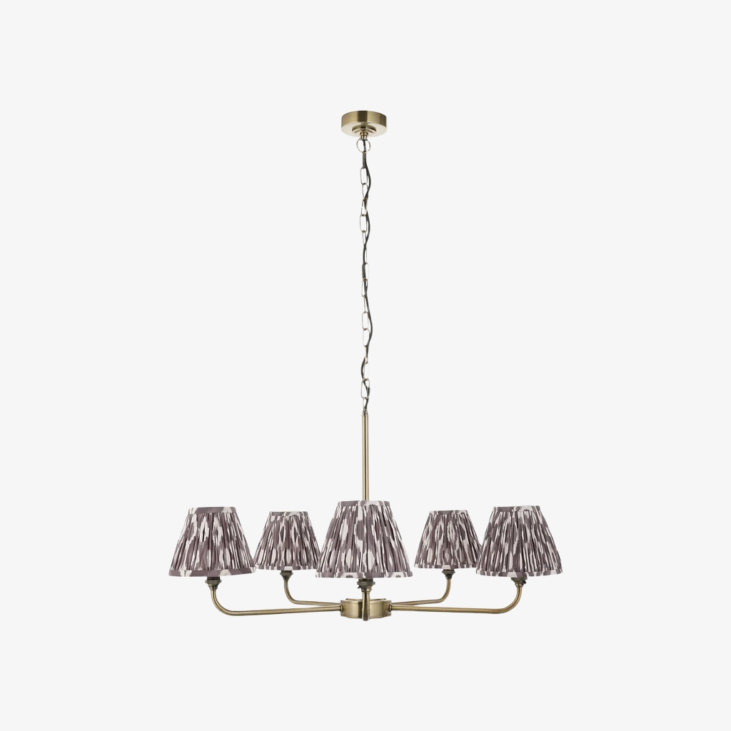 Zevatik Classic Ikat Patterned Fabric Chandelier - Metal Bracket Chandelier T922