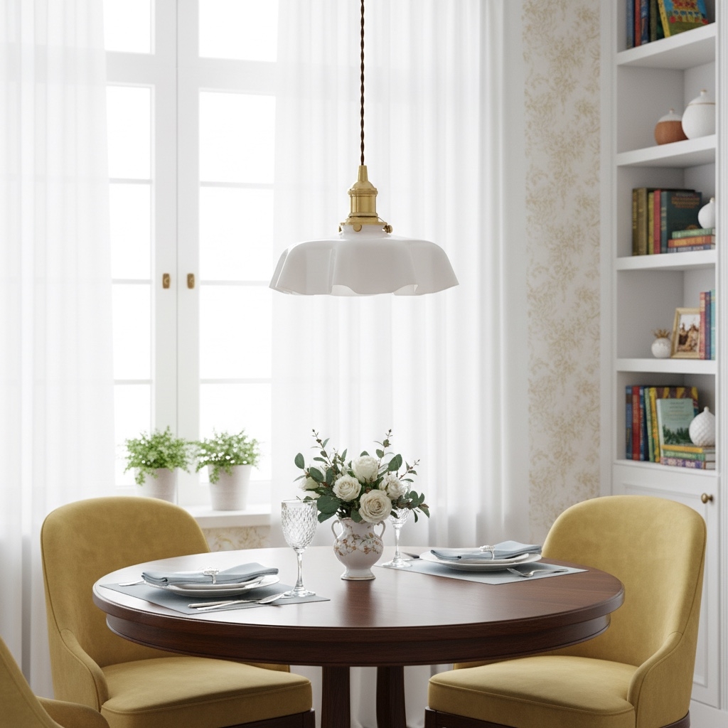 Aluneroa Vintage Inspired Flower Pendant Lamp Soft Curved Silhouette for Interior Lighting T1084