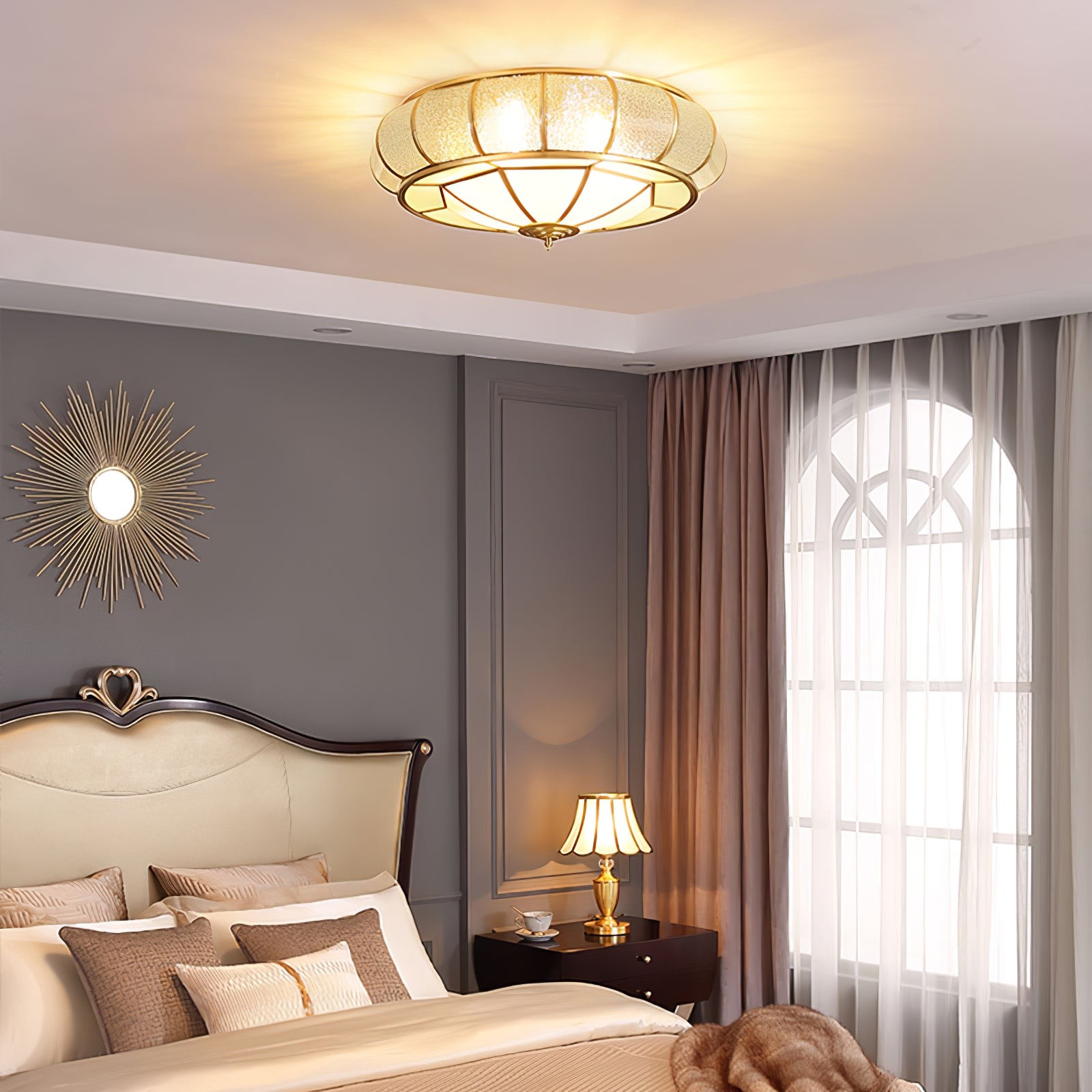 Round Textured Glass Ceiling Light M416