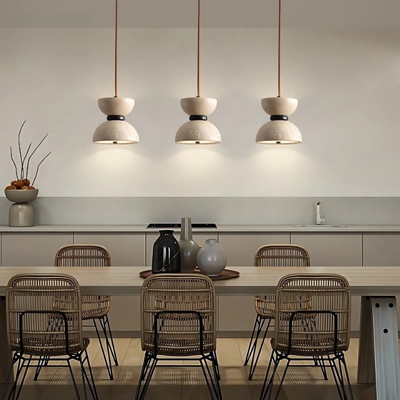 Modern Scandinavian Hourglass Pendant Lamp with Travertine S263