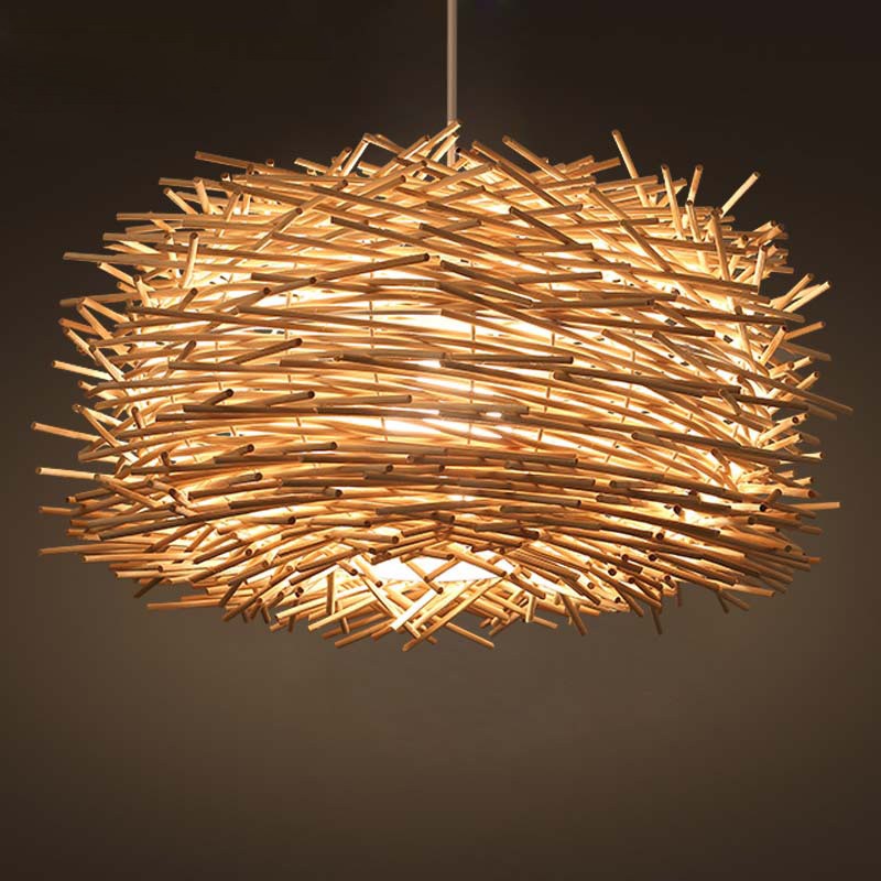 Simple Bird's Nest Creative Rattan Pendant Light