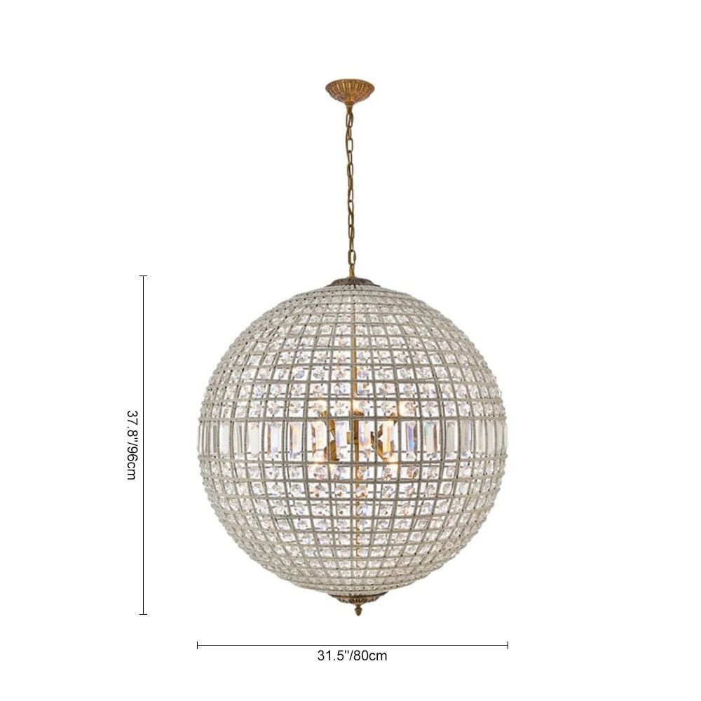 Vintage Luxe Brass Crystal Orb Chandelier G95