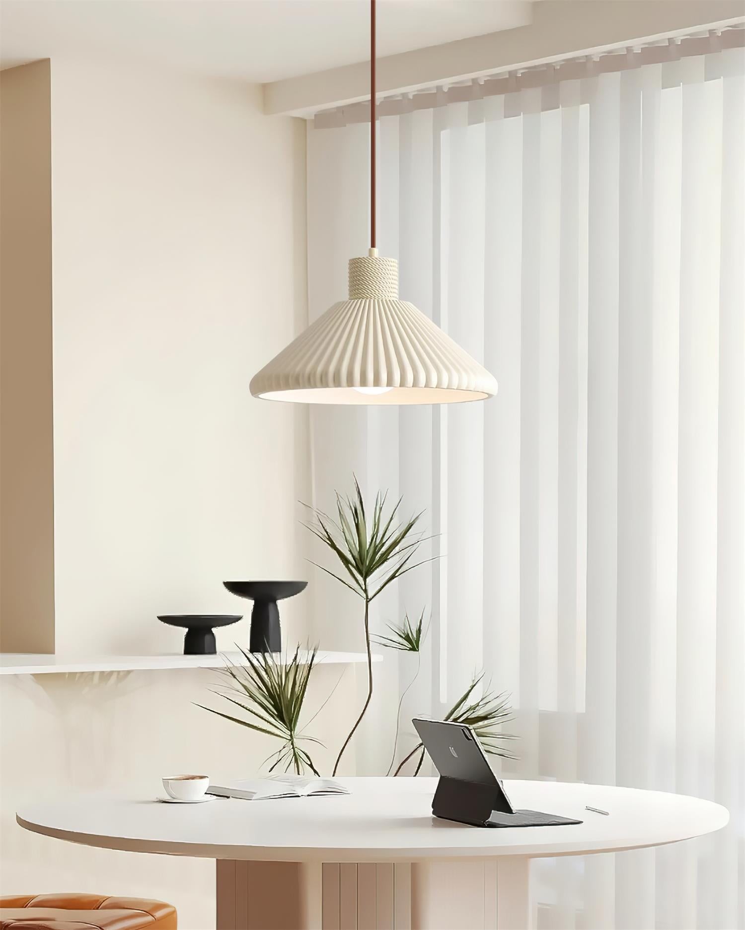 Cream Style Cone Striped Pendant Lamp M229