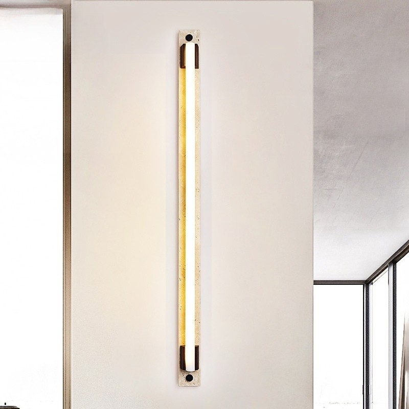 Travertine Wall Lamp - Brass Finish with Soft Ambient Glow S327