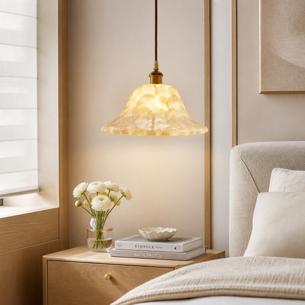 Lunavera Artistic Capiz Shell Hanging Light Contemporary Minimalist Hanging Lamp for Multiple Rooms T2199