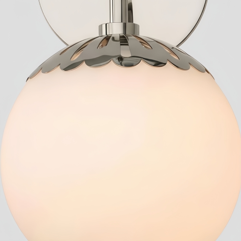 Vinbrea Glass Globe Wall Lamp - Minimal Curved Arm Light for Living Room T1209