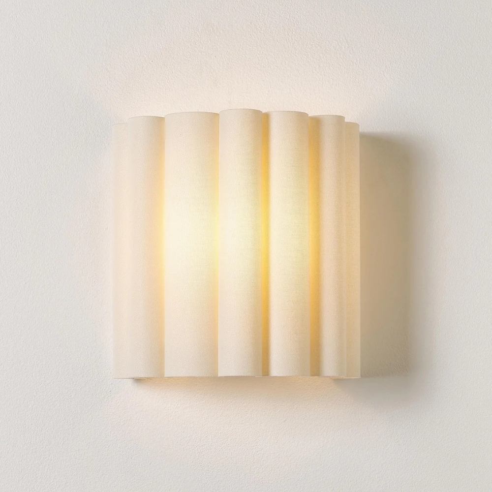 Velura Linen Fold Wall Sconce - Fabric Soft Pleated Design Ambient Lighting for Bedroom or Hallway T803