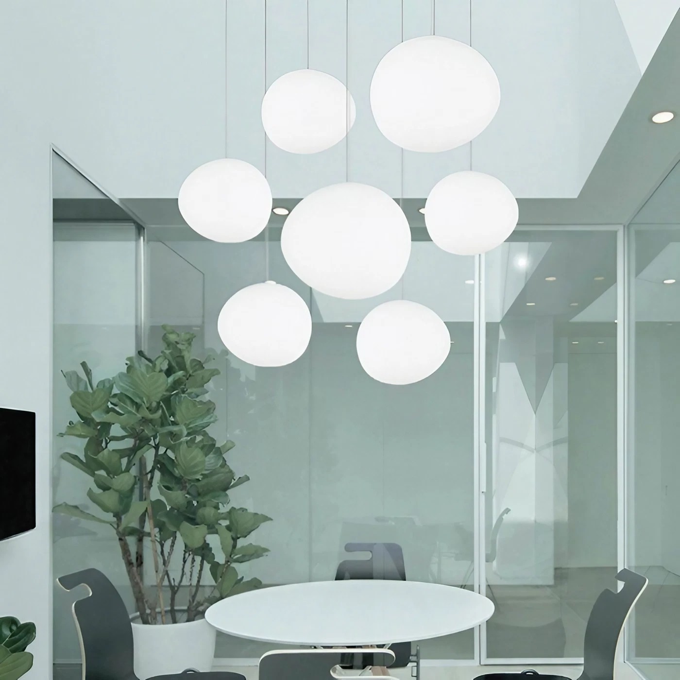Pebble Orb Deco Milk Glass Pendant Light S161