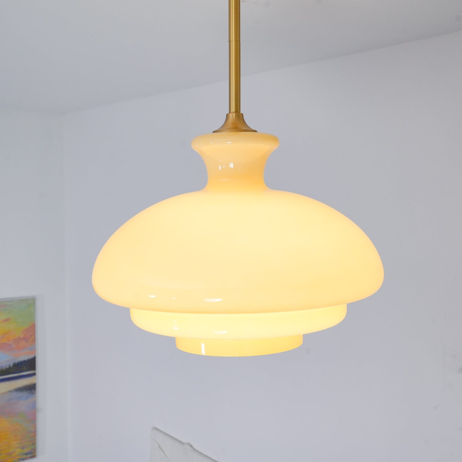 Round Yellow Stylish Simple Glass Pendant Lamp M520