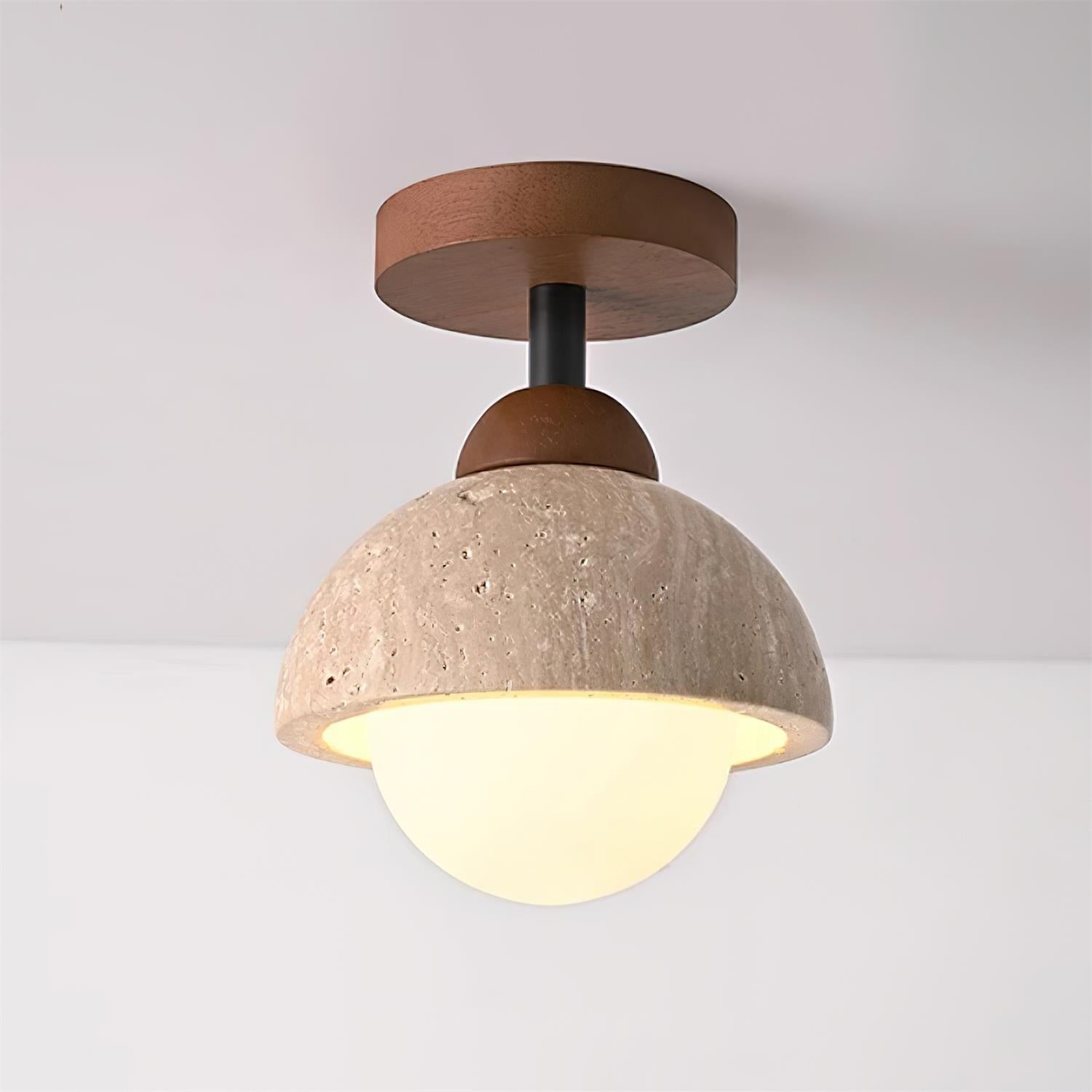 Minimalist Travertine Flush Mount - Mediterranean Style for Entryway M164