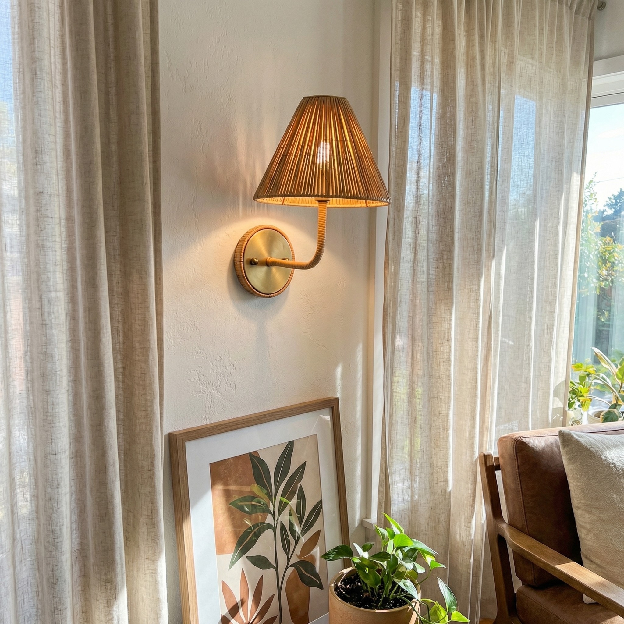 Welanery Textured Woven Look Rustic Wall Lamp - Living Room Accent Lighting T1216