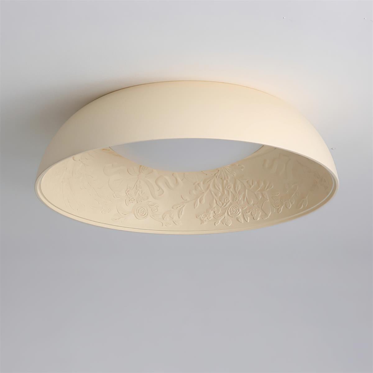 French Romantic Carved Round LED Ceiling Lamp M264