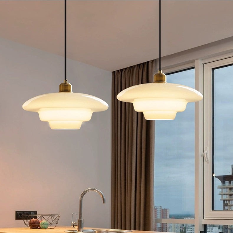 Multi Tier Art Glass Pendant Light - Mid-Century Style for Kitchen Island S93