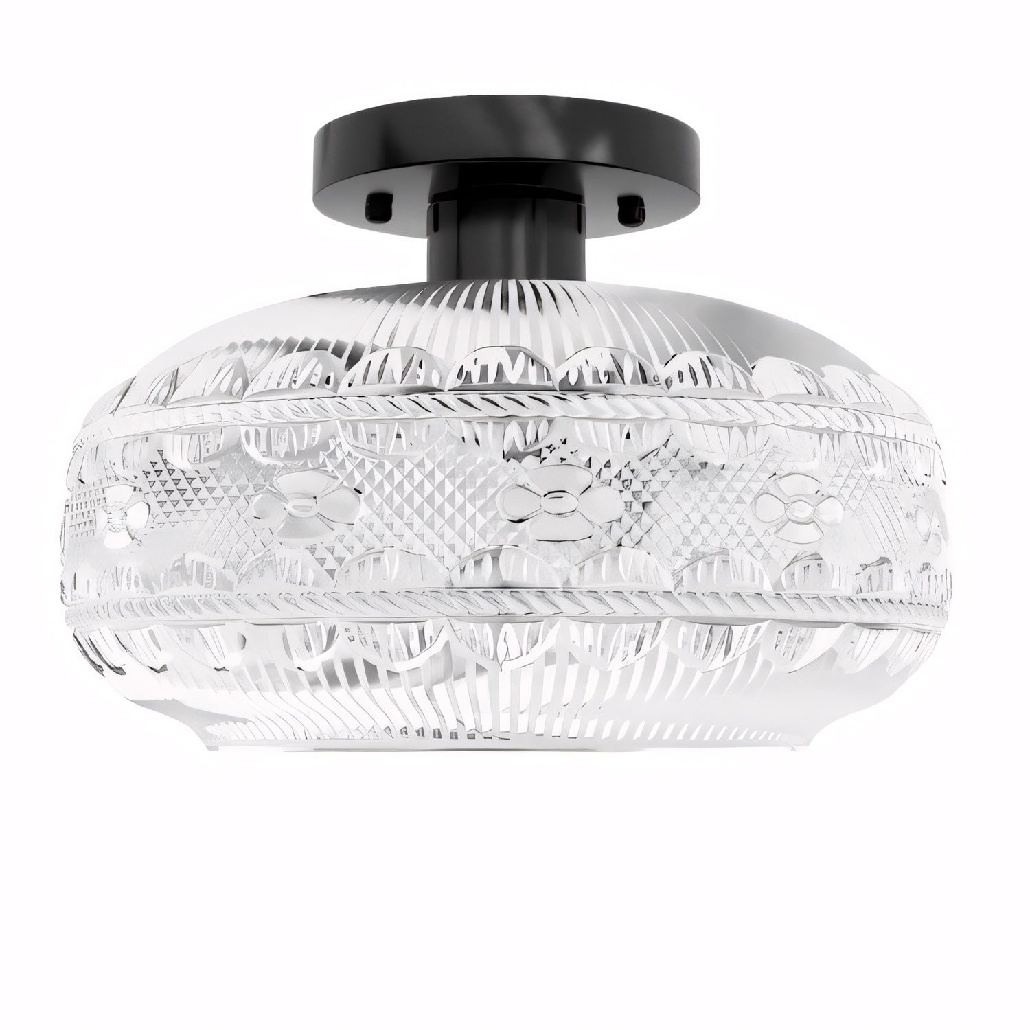 Retro Pattern Glass Semi-recessed Ceiling Lamp S203