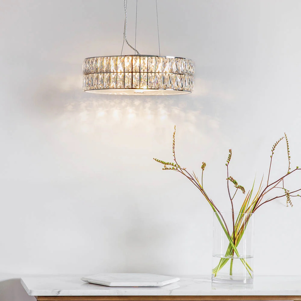 Glomara Style Geometric Crystal Pendant Light - Glamorous Dining Room Centerpiece T968