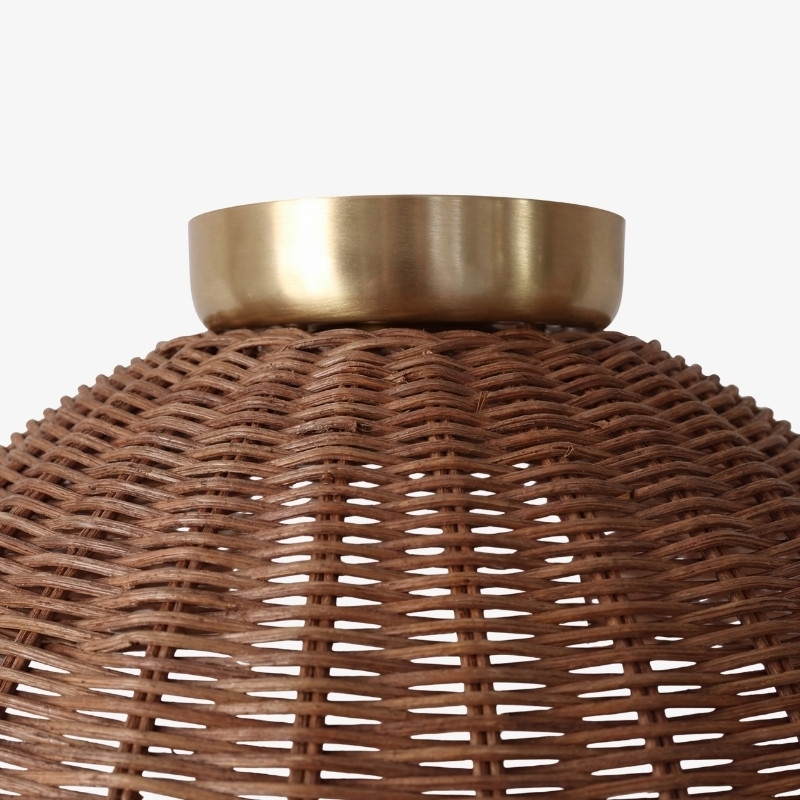 Welanery Rustic Woven Bamboo Light - Glass Wall or Ceiling Lamp for Living Room and Hallway T1212
