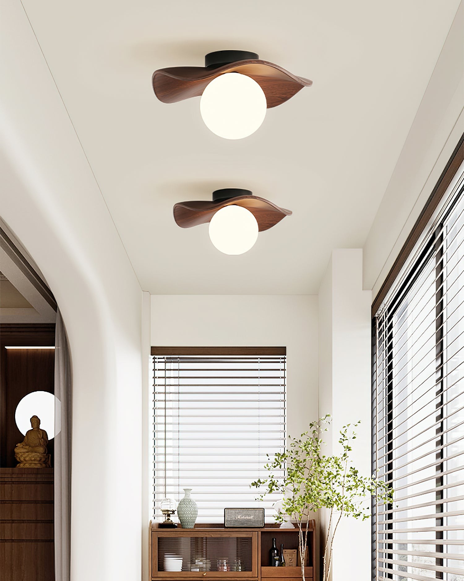 Ruffled Wood Grain Ceiling Light P021