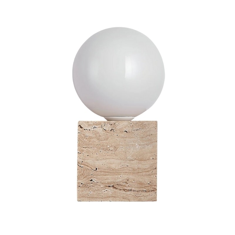 Natural Cube Travertine Wall Lamp - Warm Light for Modern Interiors S323