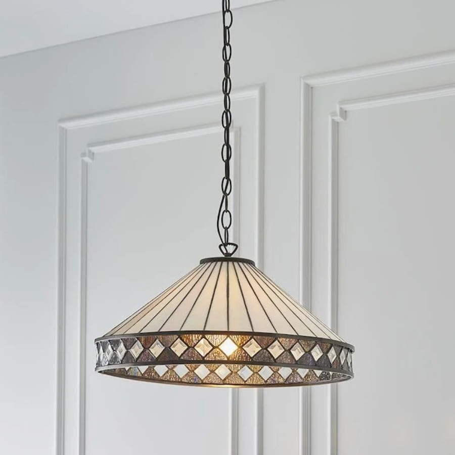 TF Fargo Pendant Light - Tiffany Style Lighting with an Art Deco Shade and Adjustable Chain T970