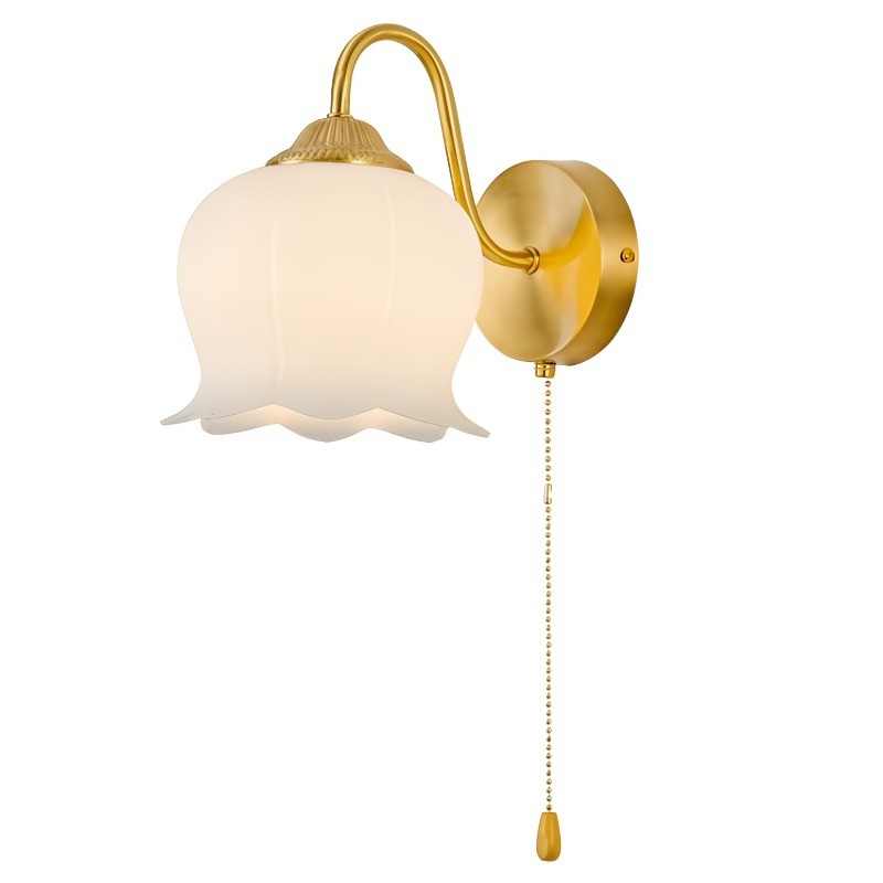 Bell Orchid Copper Glass Wall Light For Bedroom